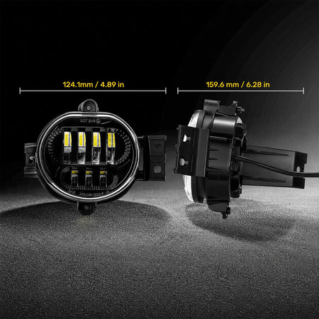 For 2002-2008 Dodge Ram 1500 Black LED Fog Lights Assembly Pair