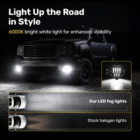 For 2002-2008 Dodge Ram 1500 Black LED Fog Lights Assembly Pair