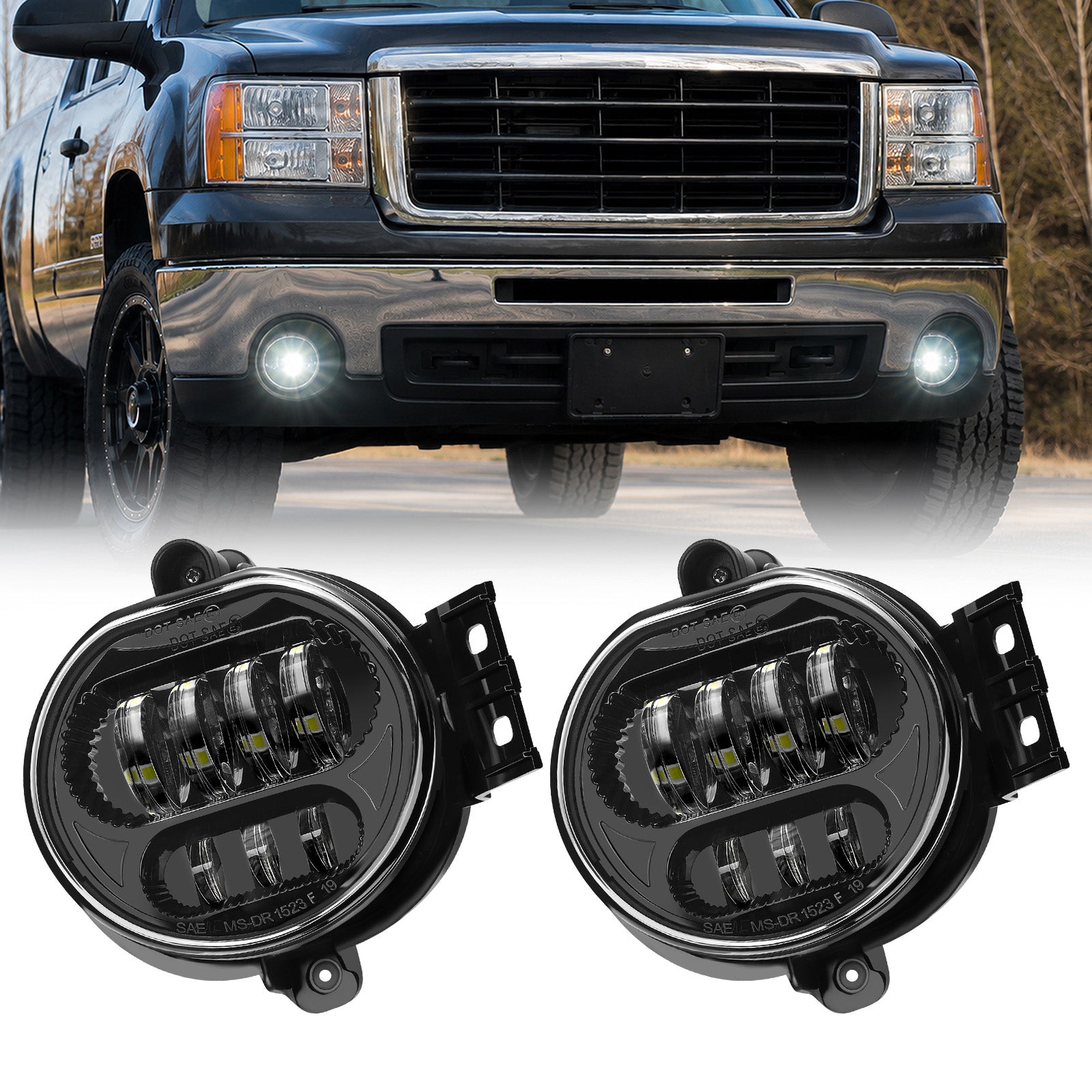 For 2002-2008 Dodge Ram 1500 Black LED Fog Lights Assembly Pair