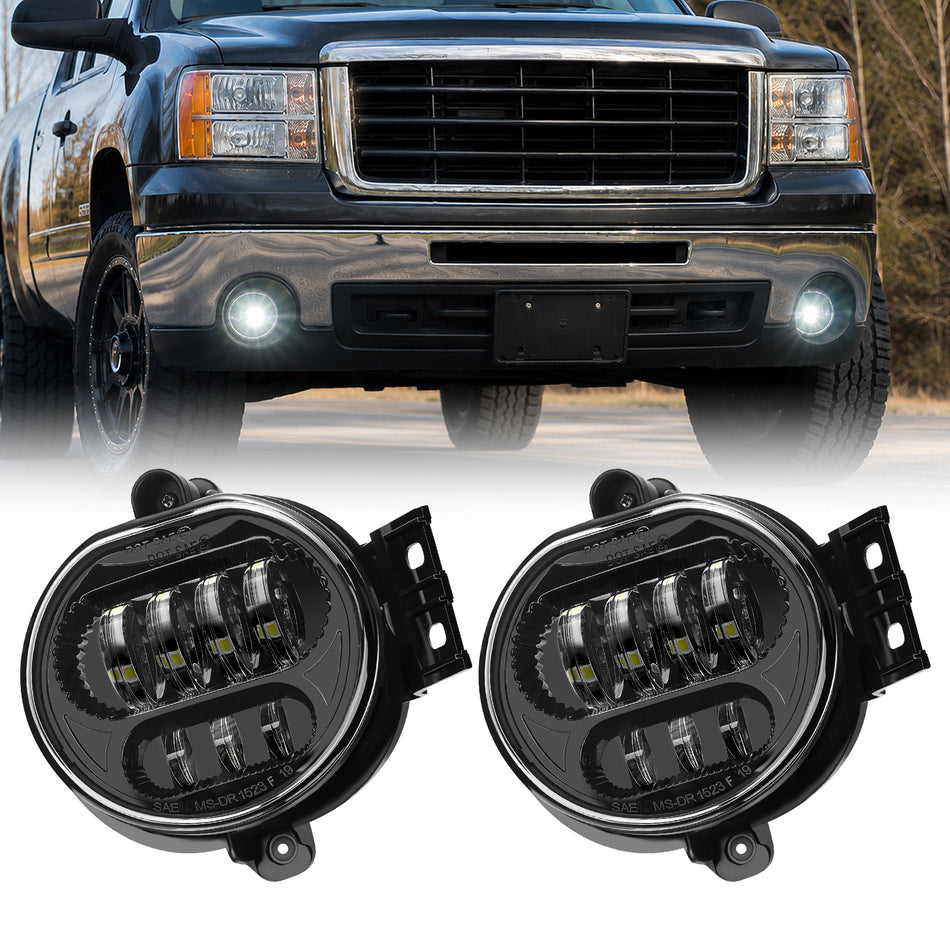 For 2002-2008 Dodge Ram 1500 Black LED Fog Lights Assembly Pair
