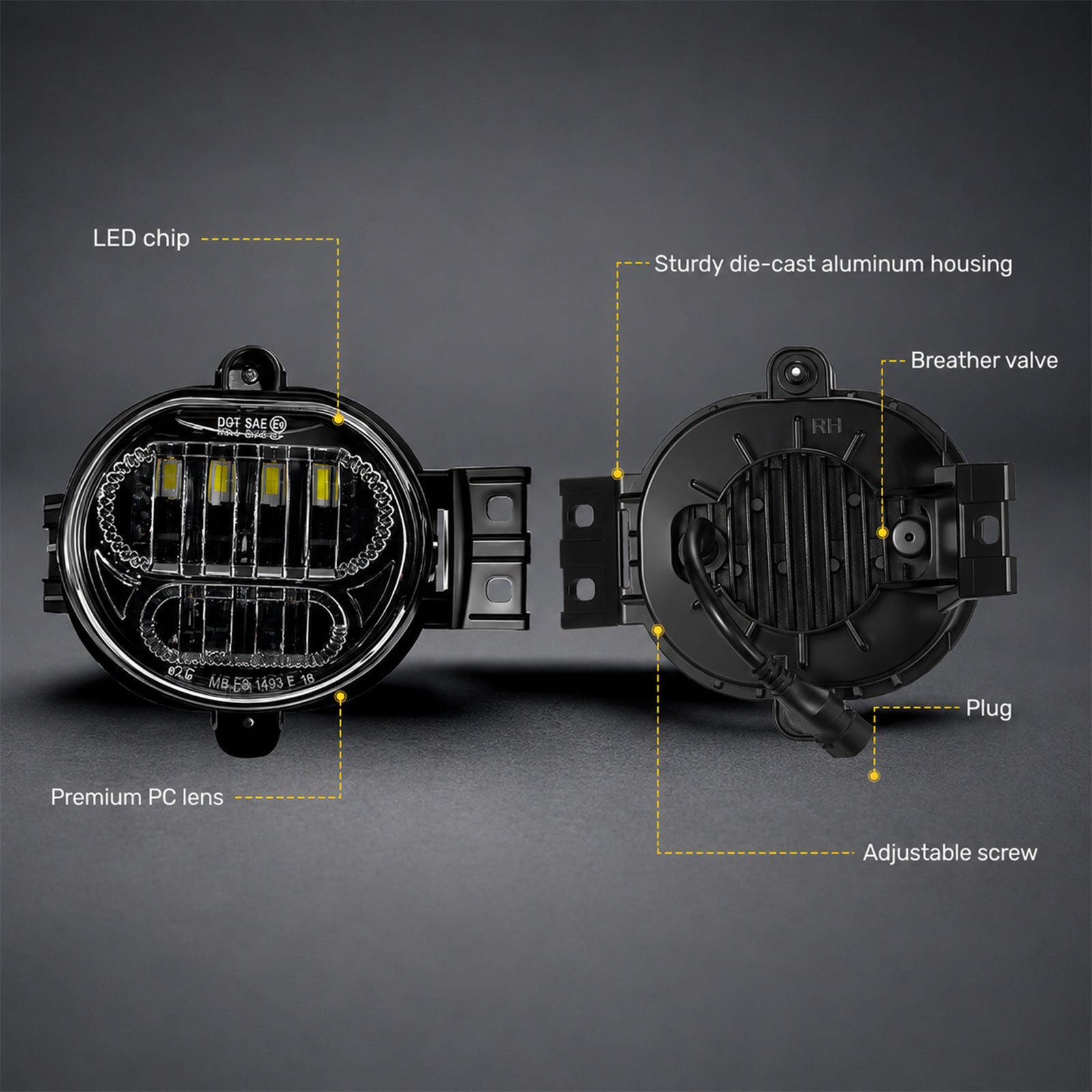 For 2002-2008 Dodge Ram 1500 Silver LED Fog Lights Assembly Pair