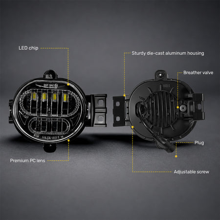 For 2002-2008 Dodge Ram 1500 Silver LED Fog Lights Assembly Pair