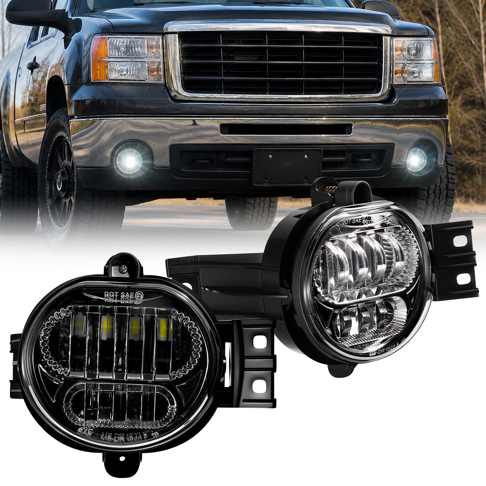 For 2002-2008 Dodge Ram 1500 Silver LED Fog Lights Assembly Pair