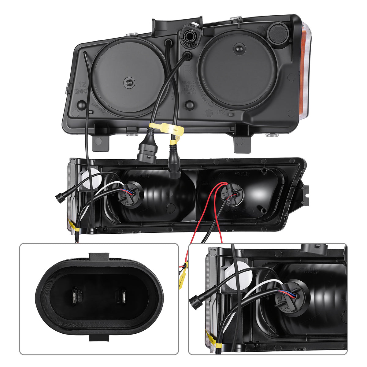 For 2003-2006 Chevy Silverado/Avalanche 1500 Black LED Headlights Assembly Pair