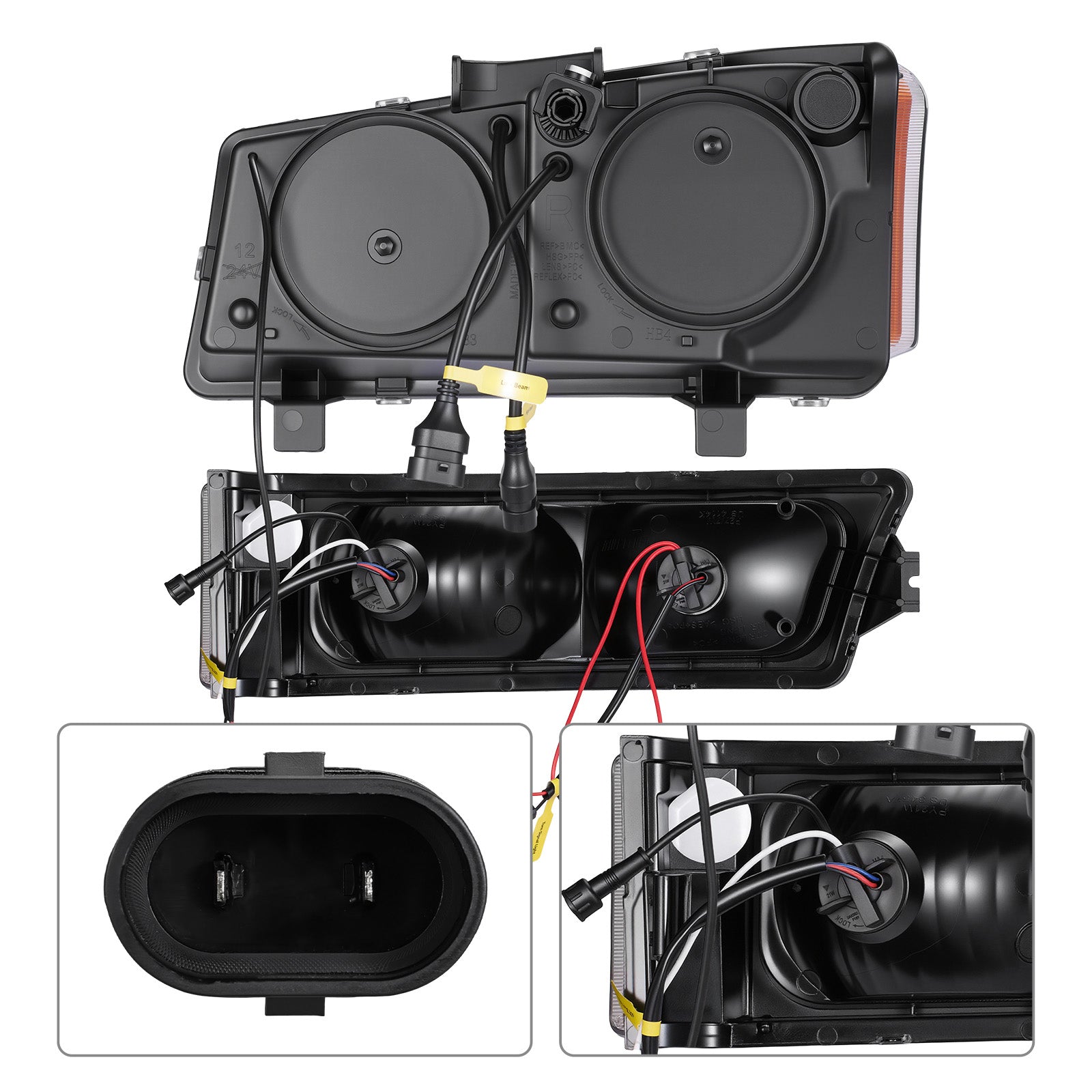 For 2003-2006 Chevy Silverado/Avalanche 1500 Black LED Headlights Assembly Pair