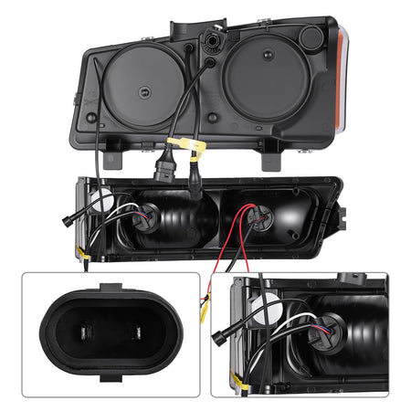For 2003-2006 Chevy Silverado/Avalanche 1500 Black LED Headlights Assembly Pair