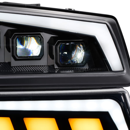 For 2003-2006 Chevy Silverado/Avalanche 1500 Black LED Headlights Assembly Pair