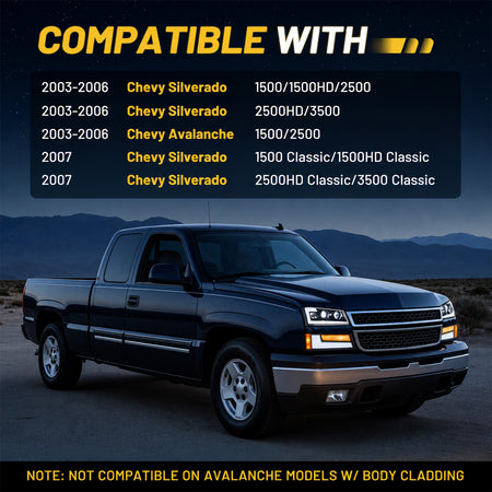 For-2003-2006-Chevy-Silverado-Avalanche-LED-Headlight-Assembly-Pair