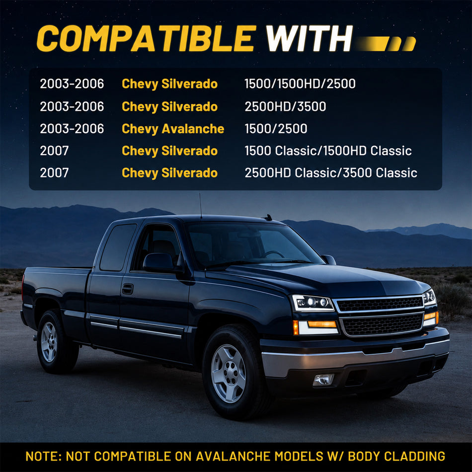 For-2003-2006-Chevy-Silverado-Avalanche-LED-Headlight-Assembly-Pair
