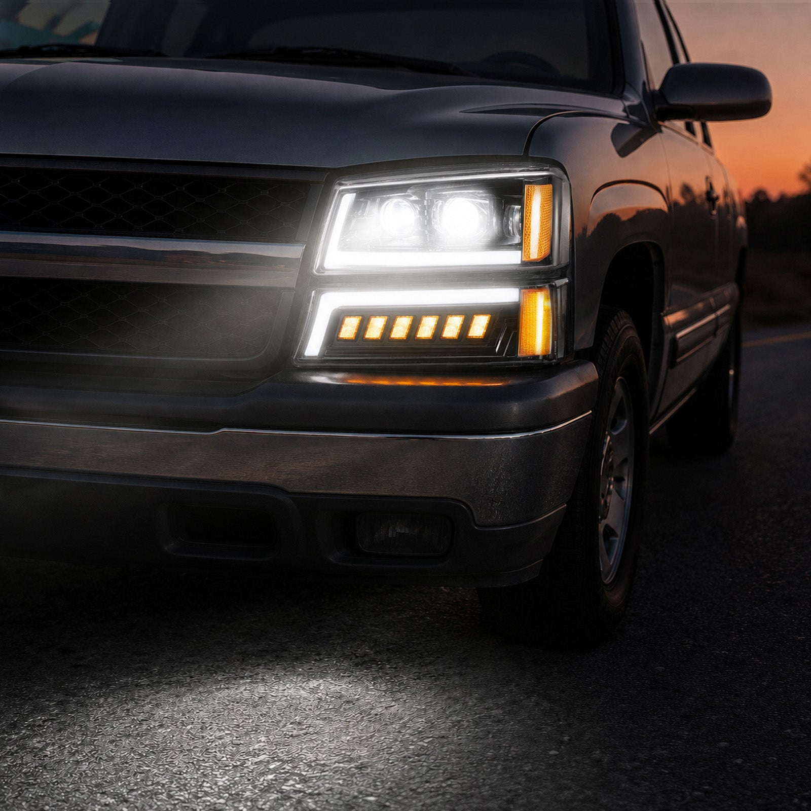 For 2003-2006 Chevy Silverado/Avalanche LED Headlights Assembly Pair
