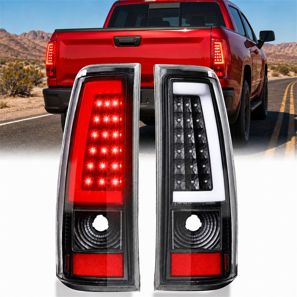 For 2003-2007 Chevy Silverado Smoked LED Tail Light Assembly Pair