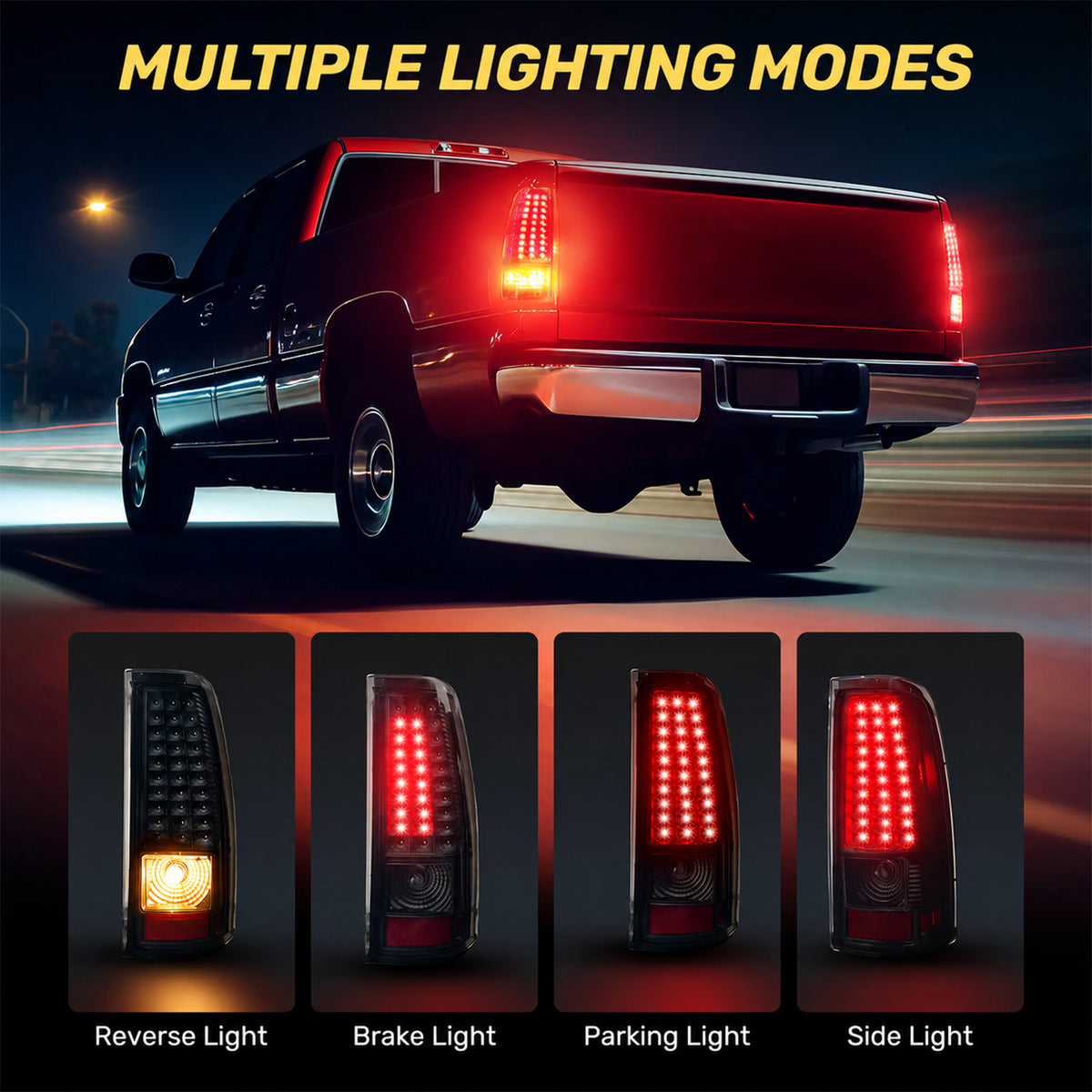 For 2003-2007 Chevy Silverado 1500/2500/3500 Smoked LED Tail Light Assembly Pair