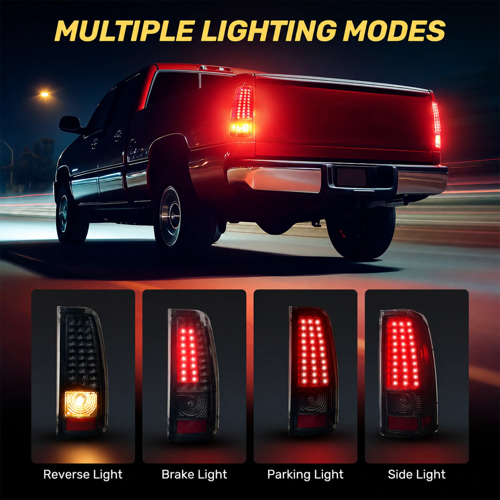 For 2003-2007 Chevy Silverado 1500/2500/3500 Smoked LED Tail Light Assembly Pair