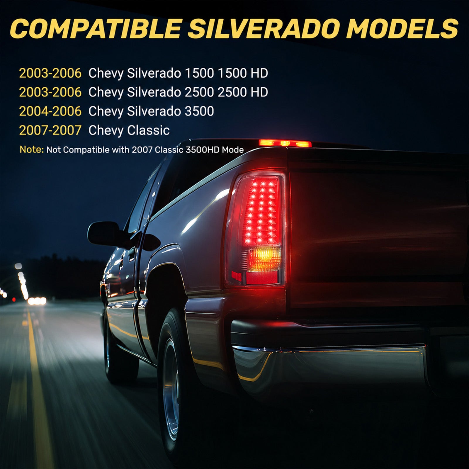 For 2003-2007 Chevy Silverado 1500/2500/3500 Smoked LED Tail Light Assembly Pair