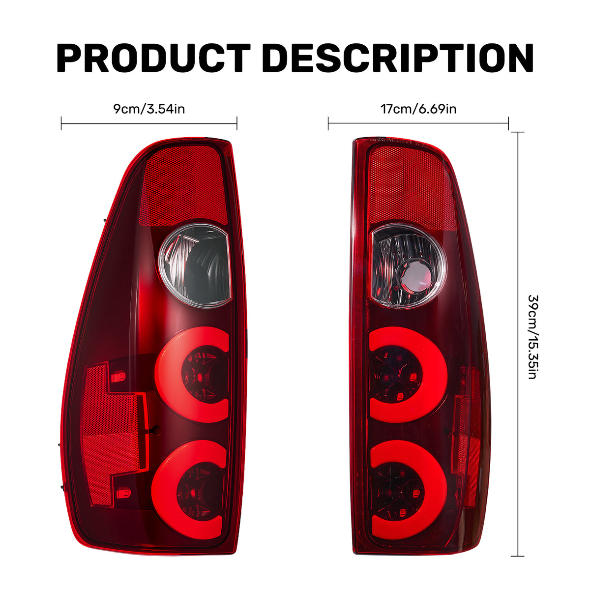 For 2004-2012 Chevy Colorado Red Lens LED Tail Light Assembly Pair