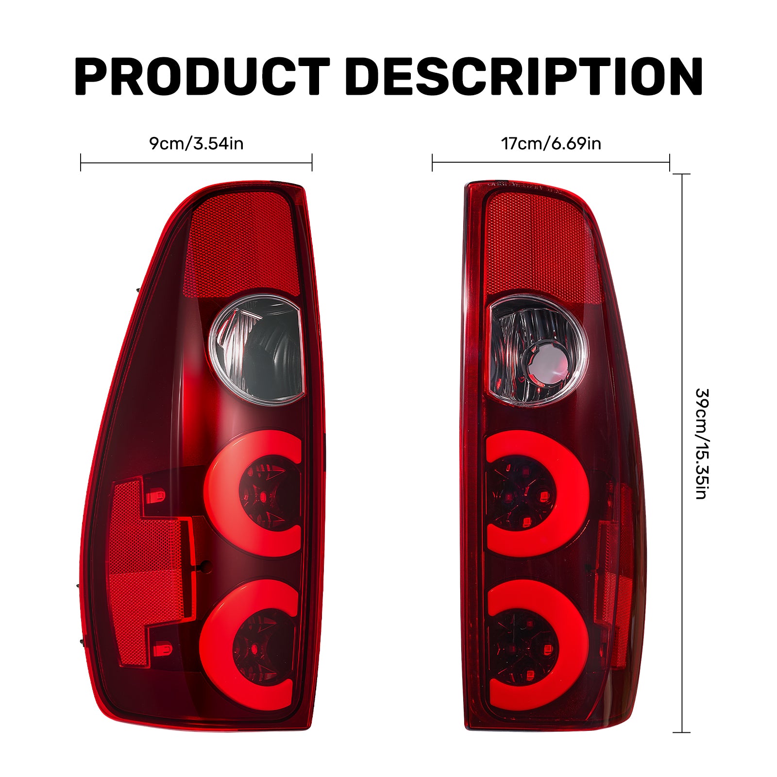 For 2004-2012 Chevy Colorado Red Lens LED Tail Light Assembly Pair