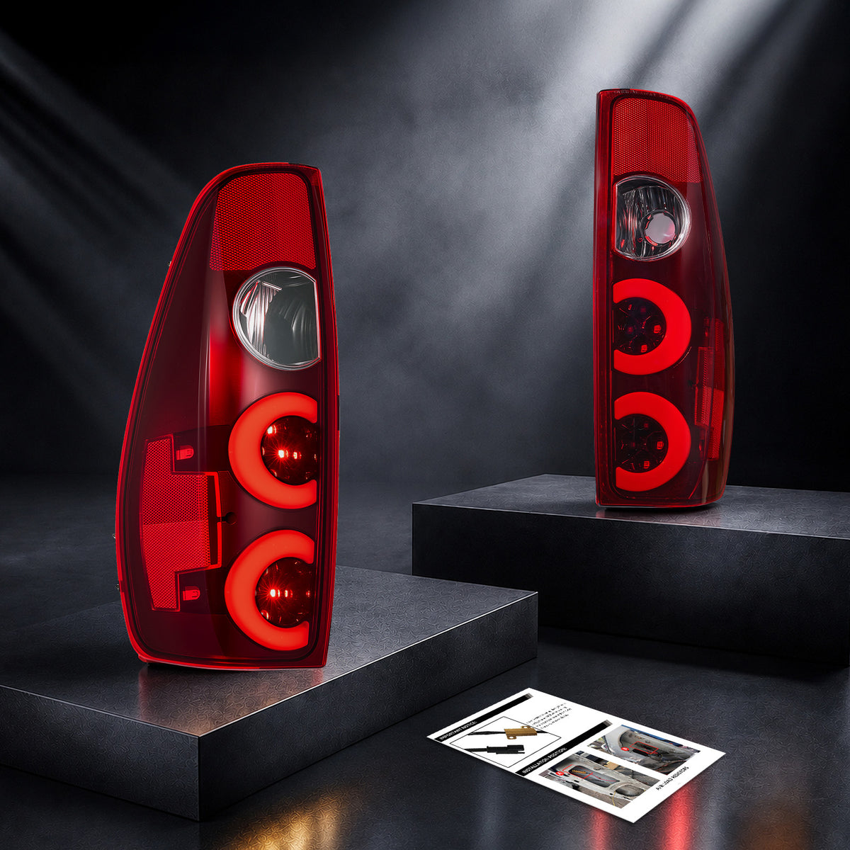 For 2004-2012 Chevy Colorado Red Lens LED Tail Light Assembly Pair