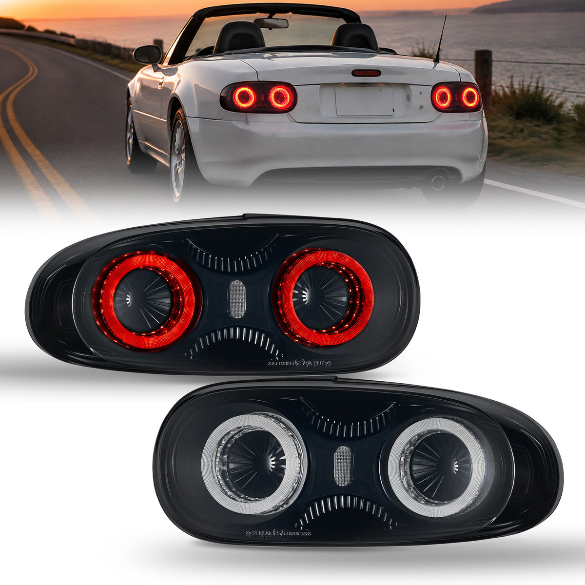 For 2005-2015 Mazda MX-5 NC Smoked LED Tail Lights Assembly Pair