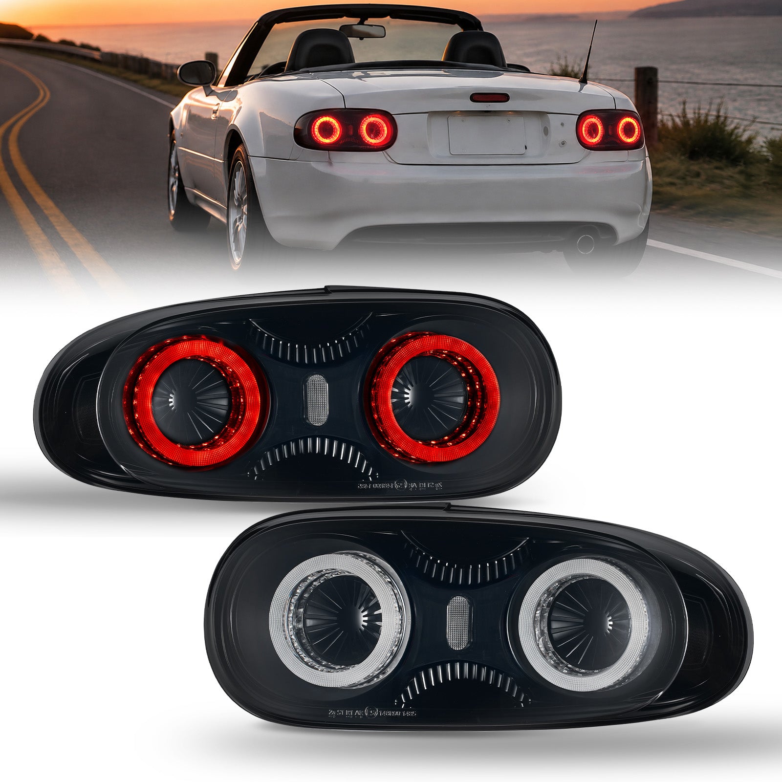 For 2005-2015 Mazda MX-5 NC Smoked LED Tail Lights Assembly Pair