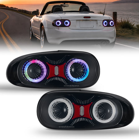 For 2005-2015 Mazda MX-5 NC Smoked RGB LED Tail Lights Assembly Pair