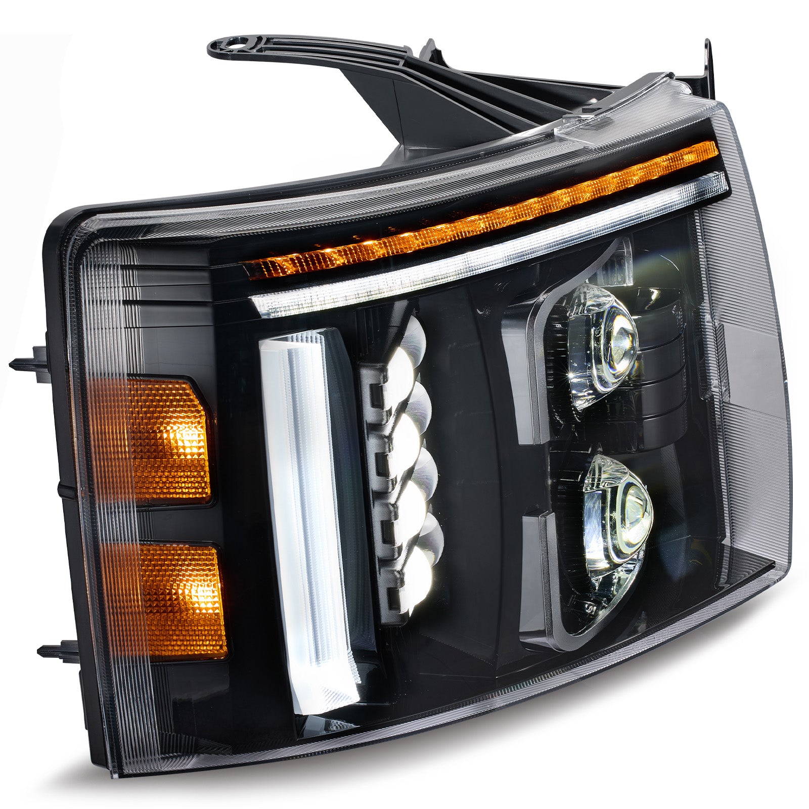 For 2007-2013 Chevy Silverado 1500 Black LED Headlights Assembly Pair