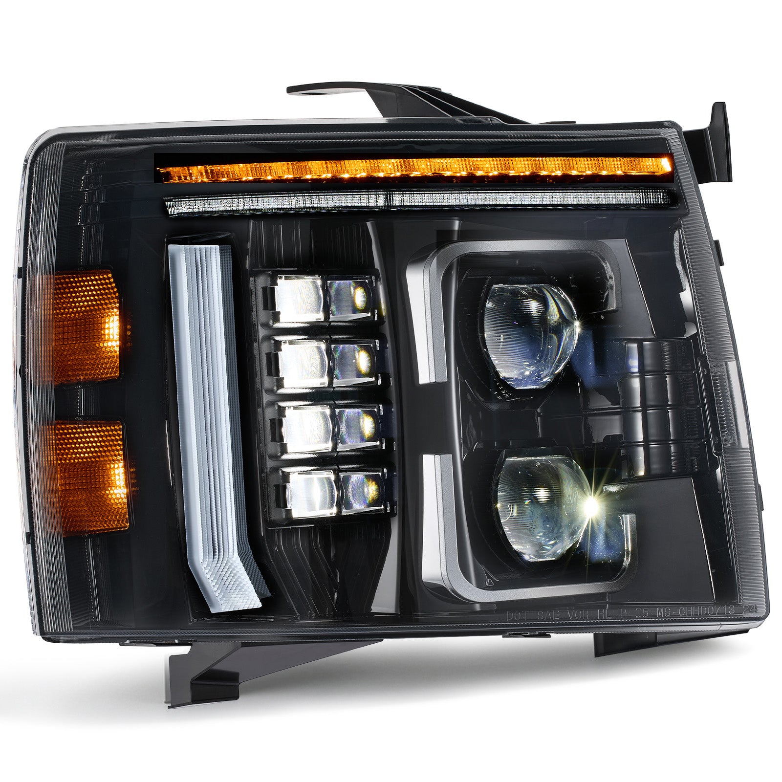 For 2007-2013 Chevy Silverado 1500 Black LED Headlights Assembly Pair