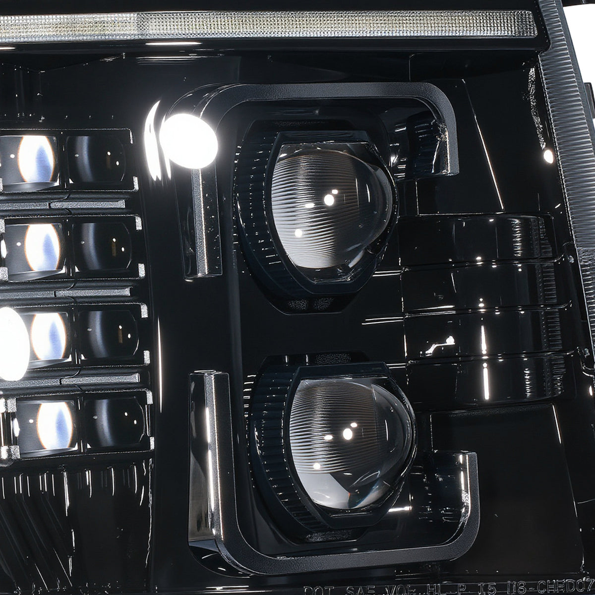 For 2007-2013 Chevy Silverado 1500 Black LED Headlights Assembly Pair
