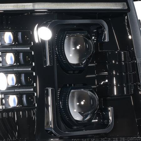 For 2007-2013 Chevy Silverado 1500 Black LED Headlights Assembly Pair