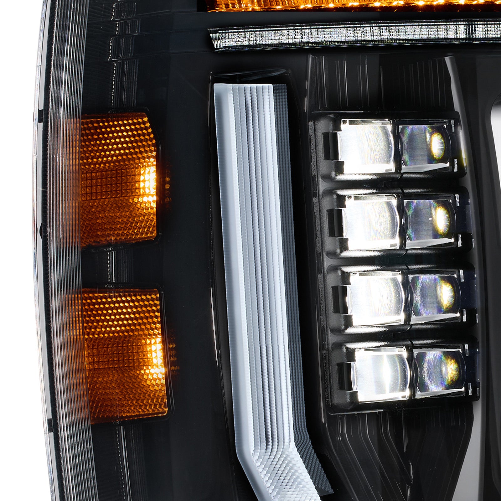 For 2007-2013 Chevy Silverado 1500 Black LED Headlights Assembly Pair