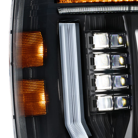 For 2007-2013 Chevy Silverado 1500 Black LED Headlights Assembly Pair