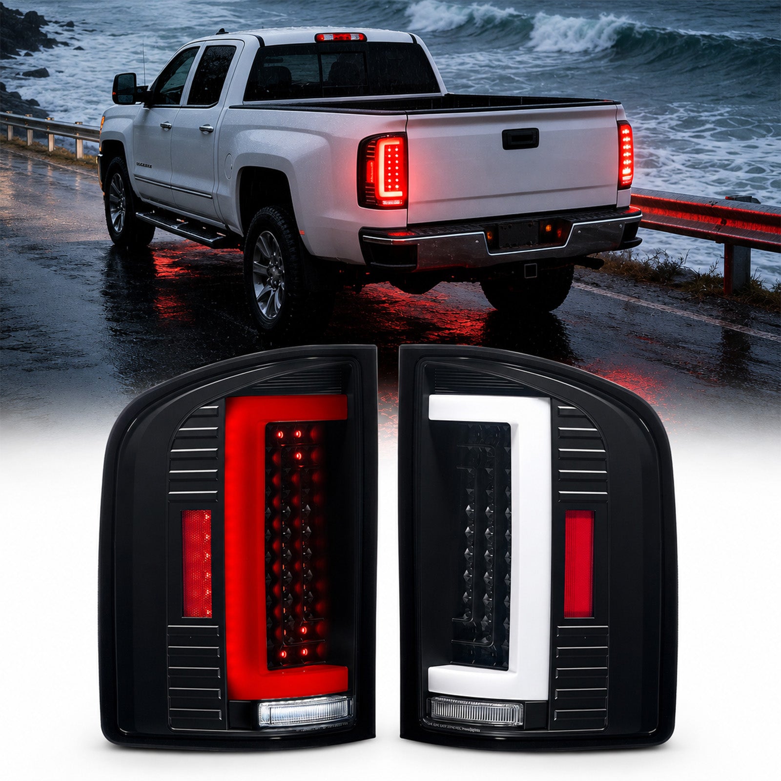 For 2007-2013 Chevy Silverado 1500 Smoked LED Tail Lights Assembly Pair