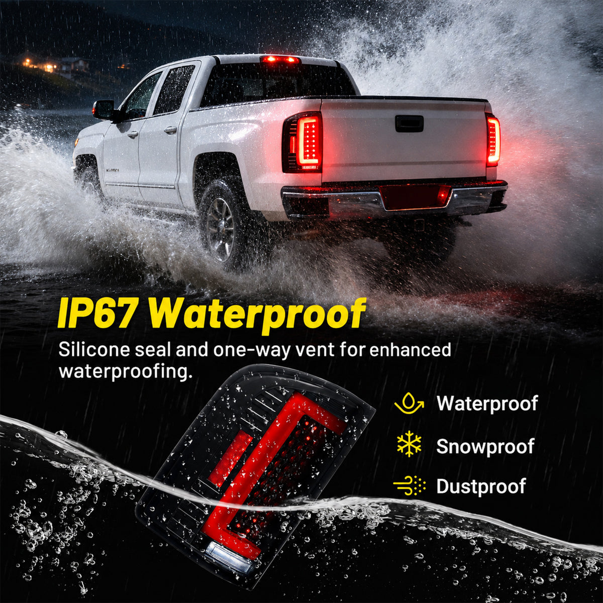 For 2007-2013 Chevy Silverado 1500 Smoked LED Tail Lights Assembly Pair