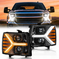 For 2007-2013 Chevy Silverado Black Headlight Assembly Pair