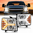 For 2007-2013 Chevy Silverado Silver Headlight Assembly Pair