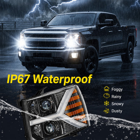 For 2007-2013 Chevy Silverado Black Headlight Assembly Pair