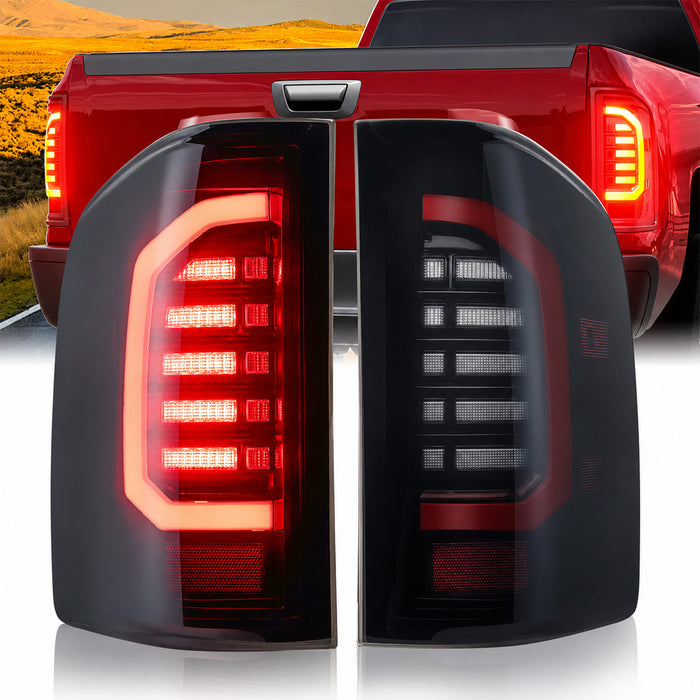 For 2007-2013 Chevy Silverado Smoked LED Tail Lights Assembly Pair