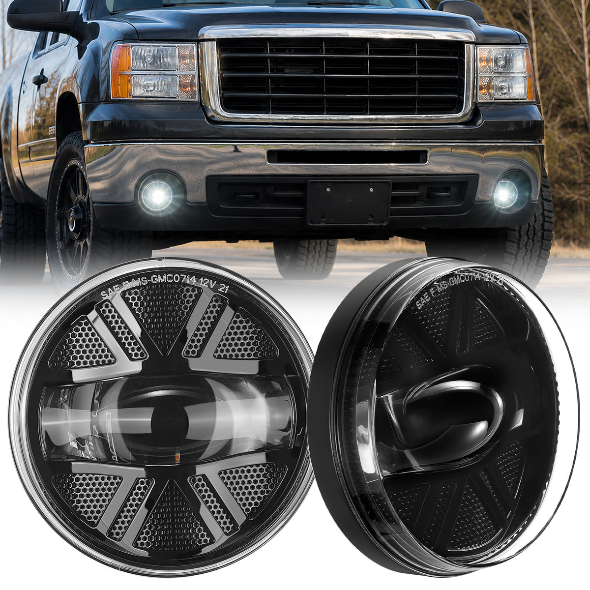 For 2007-2013 GMC Sierra 1500/2500HD/3500HD LED Fog Lights Assembly Pair