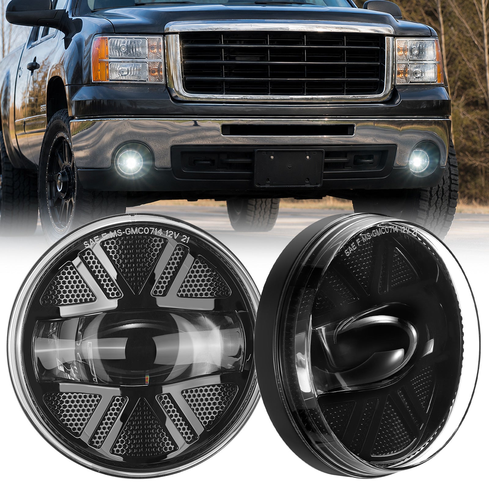 For 2007-2013 GMC Sierra 1500/2500HD/3500HD LED Fog Lights Assembly Pair