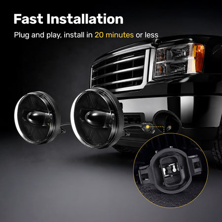 For 2007-2013 GMC Sierra 1500/2500HD/3500HD LED Fog Lights Assembly Pair
