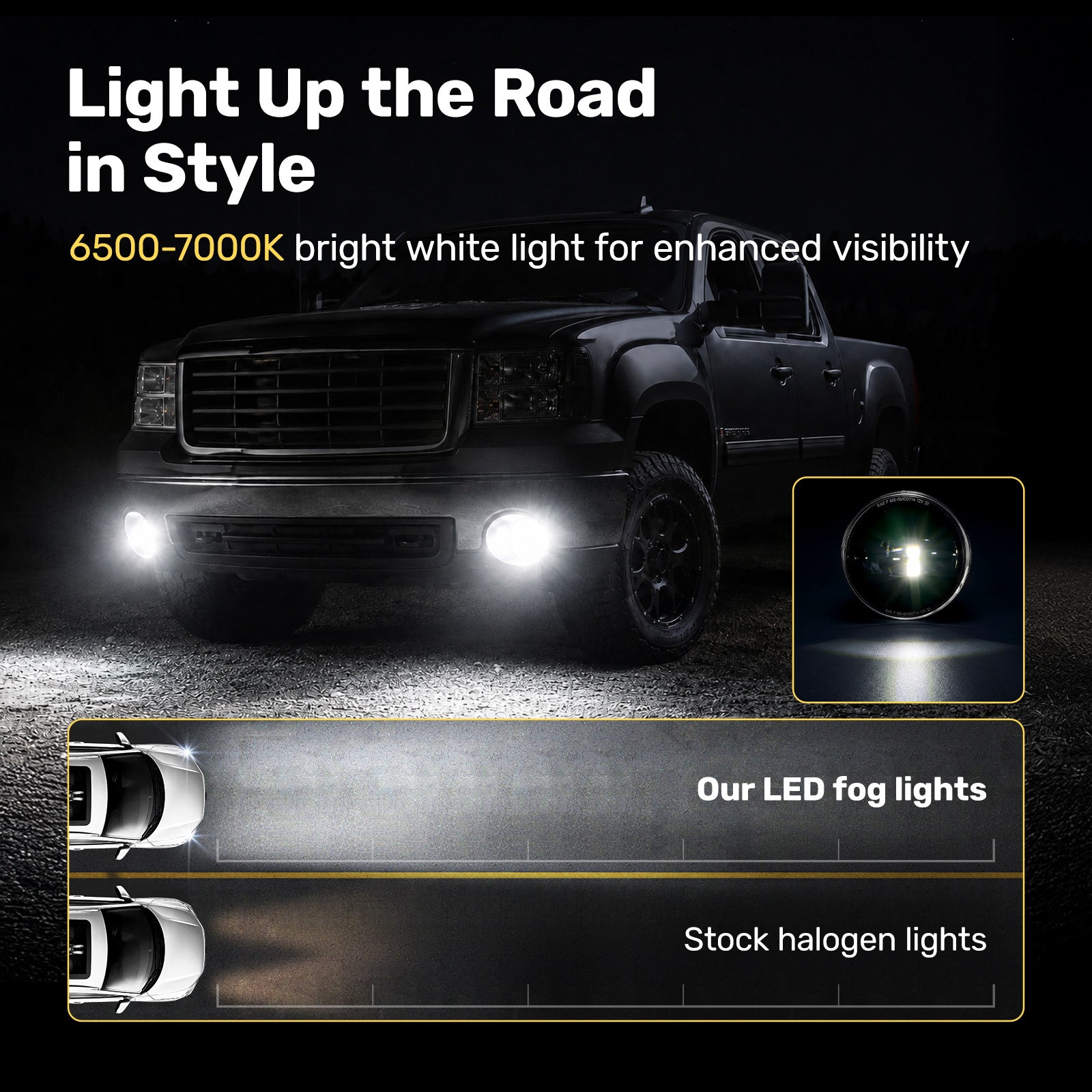 For 2007-2013 GMC Sierra 1500/2500HD/3500HD LED Fog Lights Assembly Pair