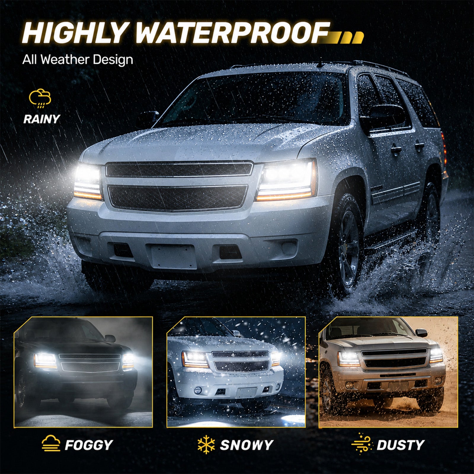 For-2007-2014-Chevy-Tahoe-Avalanche-Suburban-LED-Headlights-Assembly-Pair-