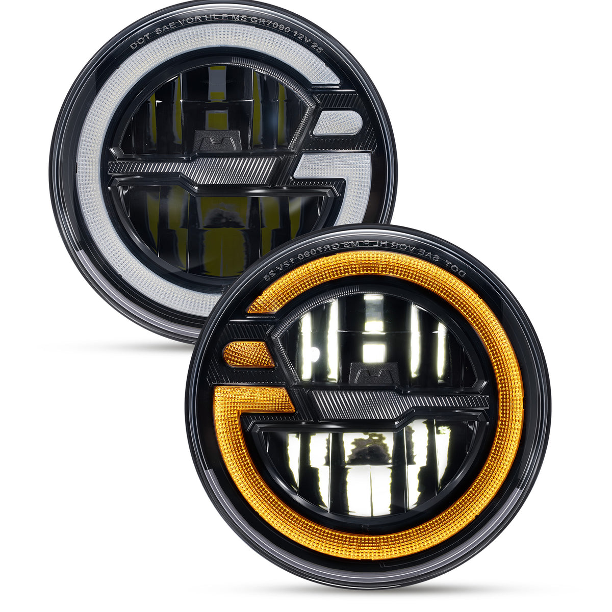 For 2007-2014 Jeep Wrangler 7 Inch Gradient Halo LED Headlights Assembly Pair