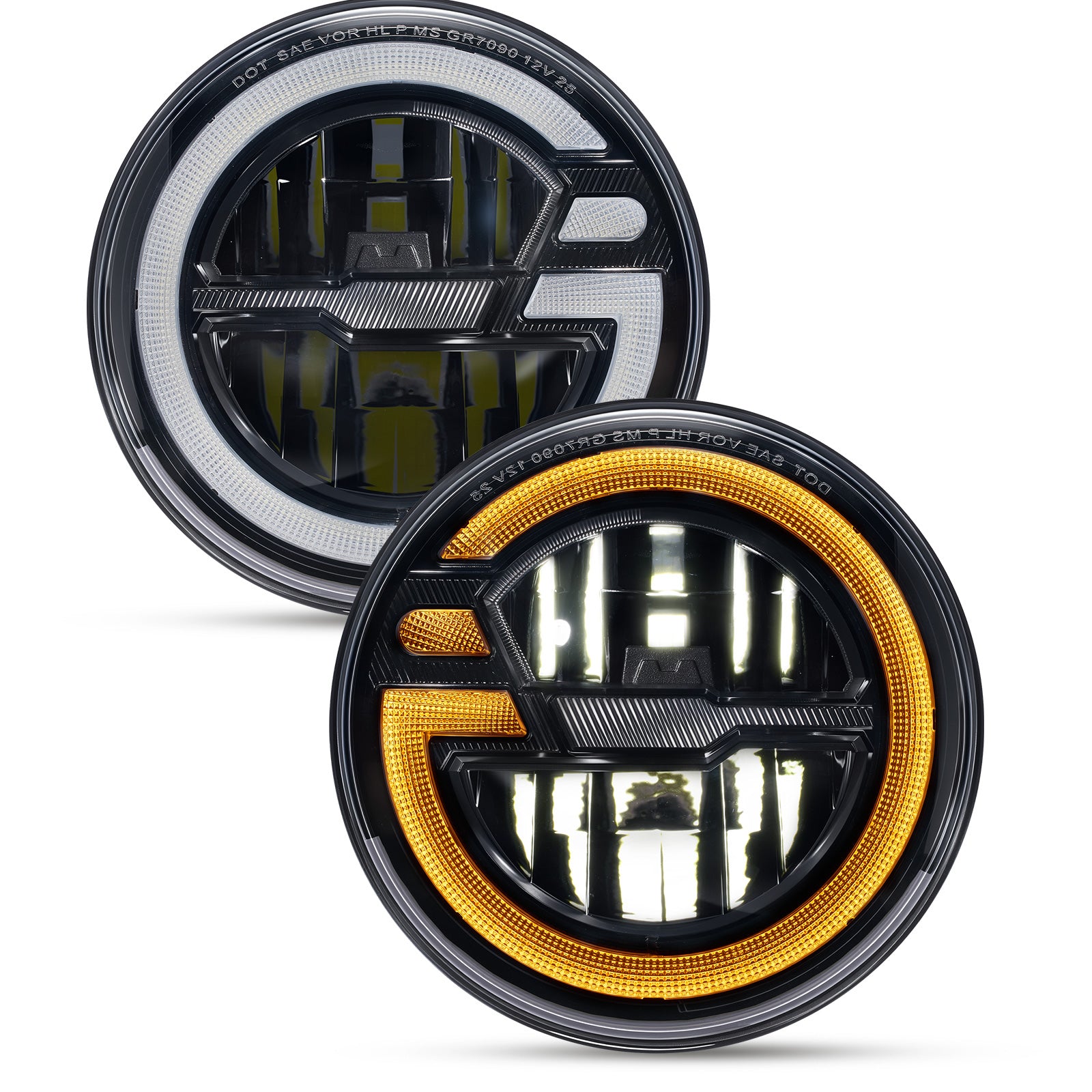 For 2007-2014 Jeep Wrangler 7 Inch Gradient Halo LED Headlights Assembly Pair
