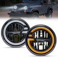 For 2007-2014 Jeep Wrangler 7 Inch Gradient Halo LED Headlights Assembly Pair