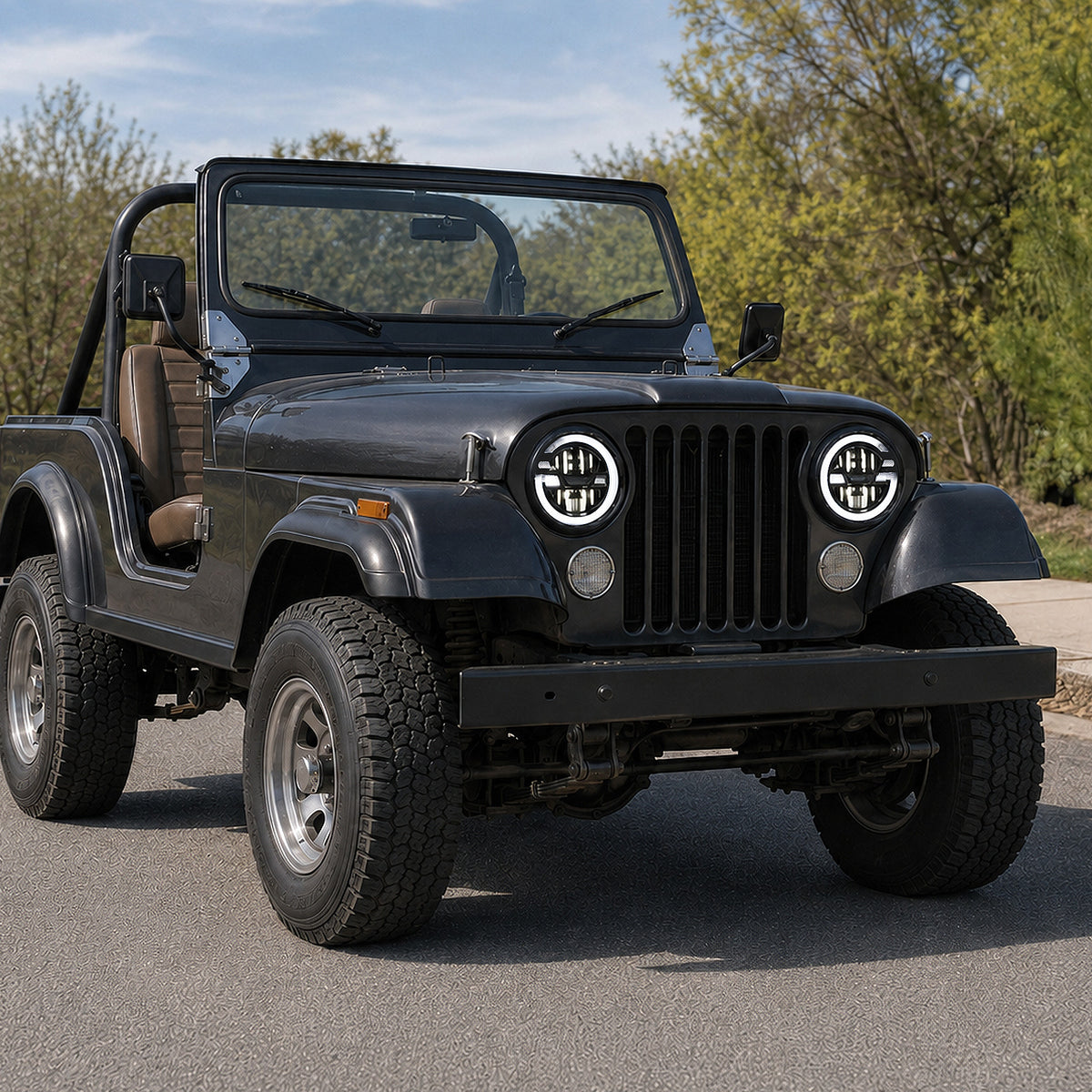 For 2007-2014 Jeep Wrangler 7 Inch Gradient Halo LED Headlights Assembly Pair