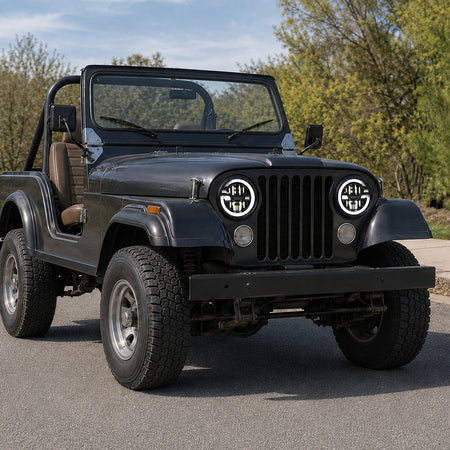 For 2007-2014 Jeep Wrangler 7 Inch Gradient Halo LED Headlights Assembly Pair