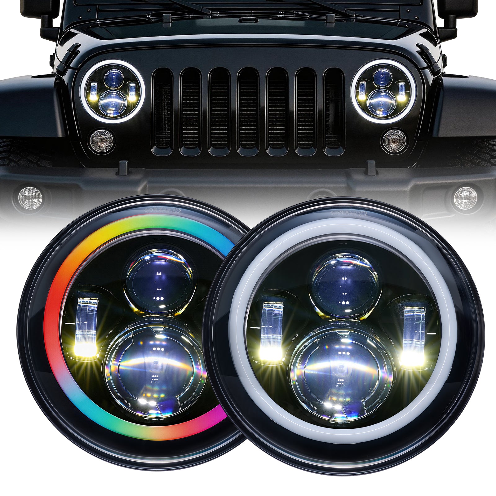 For-2007-2014-Jeep-Wrangler-7-Inch-RGB-Chasing-Halo-Headlights-Assembly-Pair