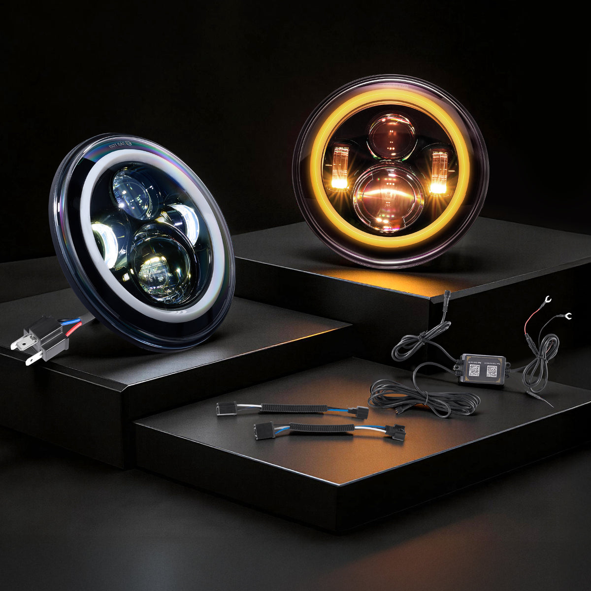 For-2007-2014-Jeep-Wrangler-7-Inch-RGB-Chasing-Halo-Headlights-Assembly-Pair