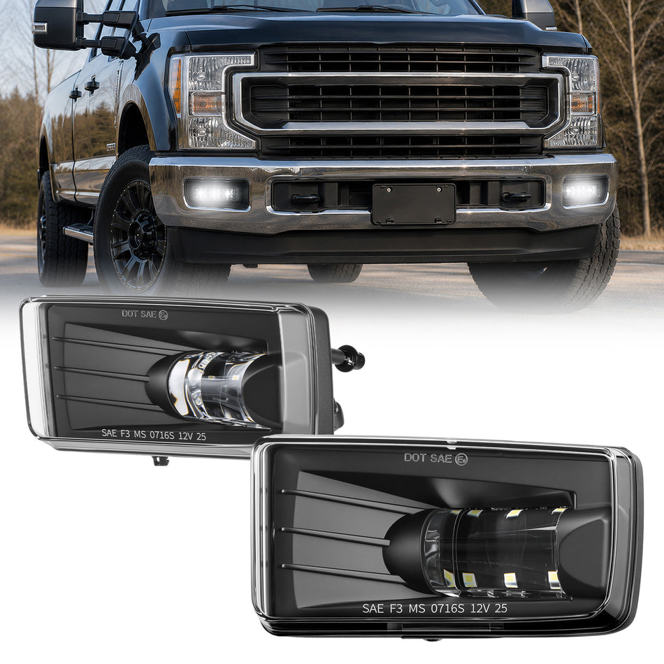 For 2007-2016 Chevy Silverado & 2015-2016 GMC Yukon Black LED Fog Lights Assembly Pair