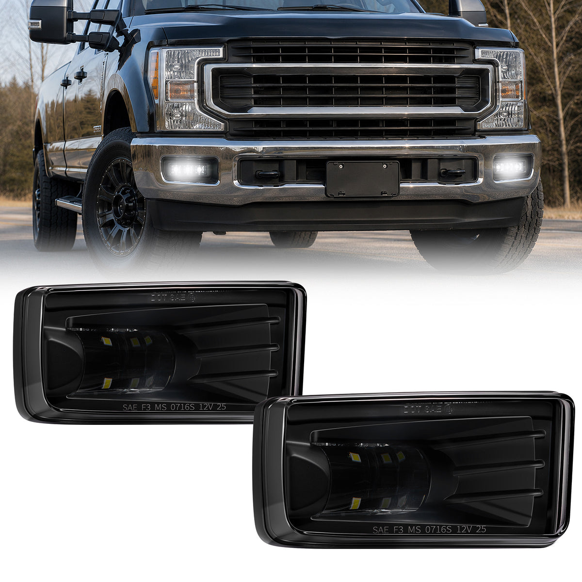 For 2007-2015 Chevy Avalanche Black LED Fog Lights Assembly Pair